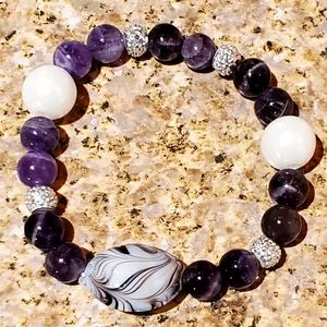 2/$30 Purple Beaded Charm Bracelet